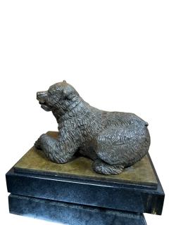 EXCEPTIONAL REALISTIC BRONZE BEAR BOOKENDS ON BLACK MARBLE BY N LIEBERICH - 4495664