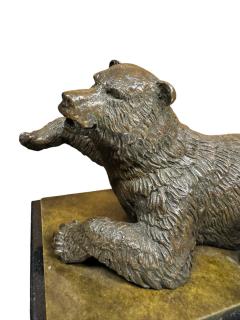 EXCEPTIONAL REALISTIC BRONZE BEAR BOOKENDS ON BLACK MARBLE BY N LIEBERICH - 4495666