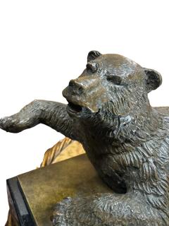 EXCEPTIONAL REALISTIC BRONZE BEAR BOOKENDS ON BLACK MARBLE BY N LIEBERICH - 4495668