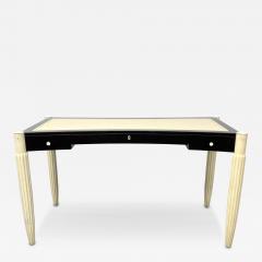 EXCEPTIONAL STYLE ART DECO REVIVAL CREAM AND BLACK LACQUER DESK VANITY - 4105724
