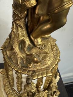 EXQUISITE FRENCH DORE BRONZE AND MARBLE CHERUB FIVE LIGHT CANDELABRA LAMPS - 4323764