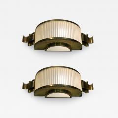 EXQUISITE SOLID BRASS AND FROSTED GLASS ROD ART DECO REVIVAL SCONCES - 3409796