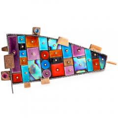 Earl Pardon Earl Pardon Sterling 14k Enamel Aquamarine and Ruby Broach - 4393141