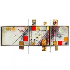 Earl Pardon Sterling Enamel Aquamarine Amethyst Citrine and 14k Gold Broach - 4388859