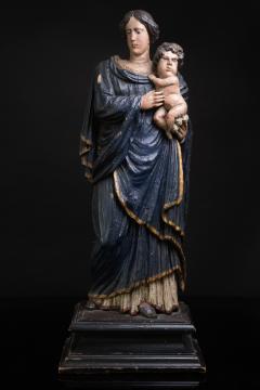 Early 18th C southern France Madonna and Child Carved and Polychrome Wood - 1980943