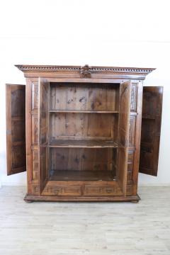 Early 18th Century Baroque Carved Walnut Antique Wardrobe Cabinet with Secrets - 2674726