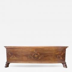 Early 18th Century Italian Inlaid Solid Walnut Blanket Chest Restored - 2729920