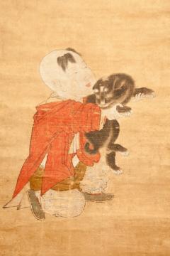Early 18th Century Japanese Scroll Chinese Boy and His Dog - 4124483