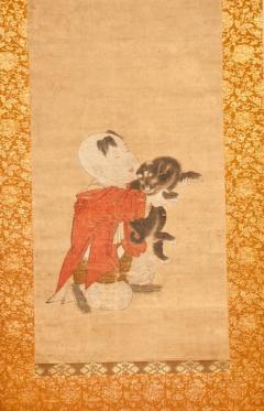Early 18th Century Japanese Scroll Chinese Boy and His Dog - 4124484