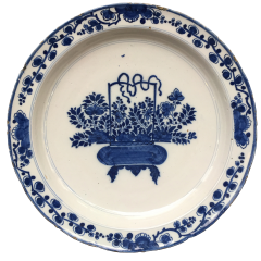 Early 18th century Dutch Delft plate with flower basket design - 4817479