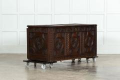 Early 18thC English Oak Carved Coffer - 3883072