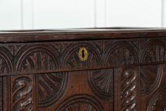 Early 18thC English Oak Carved Coffer - 3883078