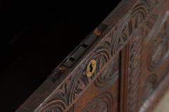 Early 18thC English Oak Carved Coffer - 3883079