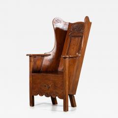 Early 18thC Oak Pine Carved Lambing Chair - 4371517
