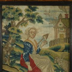 Early 18thC Petit Point Embroidery of a Lady - 3367337