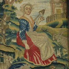 Early 18thC Petit Point Embroidery of a Lady - 3367339