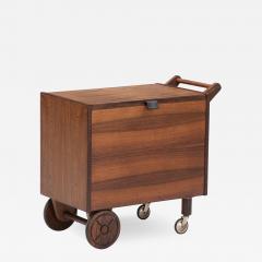 Early 1970s Swedish rosewood rolling bar cart - 3728222