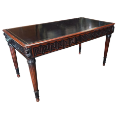 Early 19c Style Regency Writing Table Leather Top Desk W Greek Key - 4117797