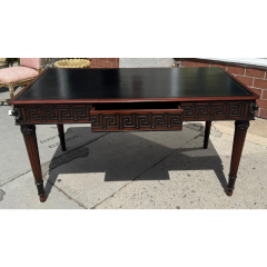 Early 19c Style Regency Writing Table Leather Top Desk W Greek Key - 4117845