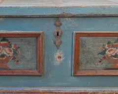 Early 19th Century Alpine Painted Chest in Fir with Floral Decoration - 4458436
