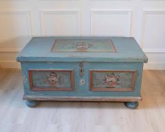 Early 19th Century Alpine Painted Chest in Fir with Floral Decoration - 4458444