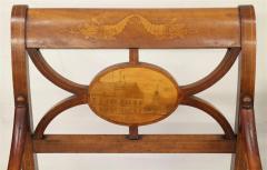 Early 19th Century Antique Biedermeier Scenic Inlaid Arm Chairs a Pair - 2444603