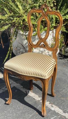 Early 19th Century Antique Carved Venetian Silk Upholstered Side Chair - 2589555