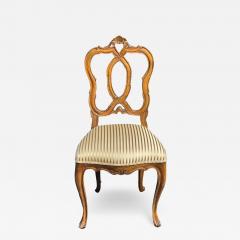 Early 19th Century Antique Carved Venetian Silk Upholstered Side Chair - 2592774