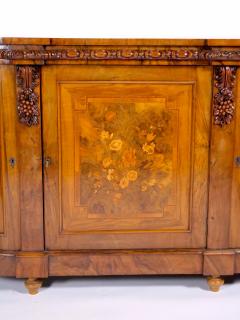 Early 19th Century English Victorian Style Walnut Marquetry Credenza Sideboard - 3337194