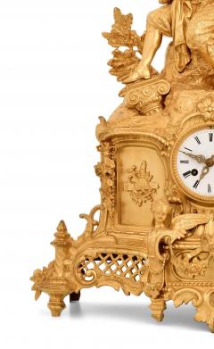 Early 19th Century French Napoleon III Gilt Bronze Figural Mantel Clock - 4706177