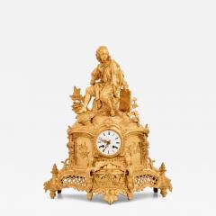 Early 19th Century French Napoleon III Gilt Bronze Figural Mantel Clock - 4708317