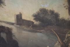 Early 19th Century Italian Antique Large Oil on Canvas Painting River Landscape - 2217938