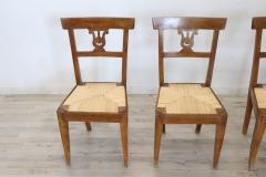 Early 19th Century Italian Empire Carved Walnut Wood Four Antique Chairs - 2231004
