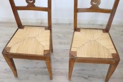 Early 19th Century Italian Empire Carved Walnut Wood Four Antique Chairs - 2231009