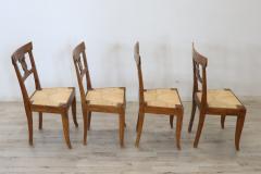 Early 19th Century Italian Empire Carved Walnut Wood Four Antique Chairs - 2231011