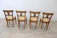 Early 19th Century Italian Empire Carved Walnut Wood Four Antique Chairs - 2231012