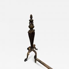 Early 19th Century Italian Gilt Wrought Iron Acanthus Andiron - 4426786