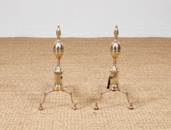 Early 19th c Federal Lemon Top Andirons - 4205840