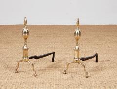Early 19th c Federal Lemon Top Andirons - 4205843