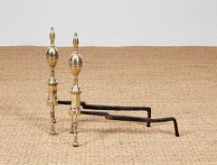 Early 19th c Federal Lemon Top Andirons - 4205845