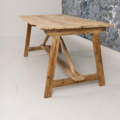Early 19th c Italian Pine Trestle Table in Original Patina - 4579338