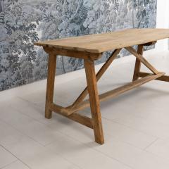 Early 19th c Italian Pine Trestle Table in Original Patina - 4579339