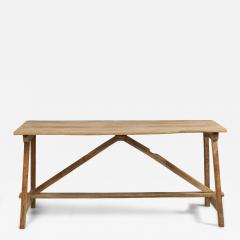 Early 19th c Italian Pine Trestle Table in Original Patina - 4579549