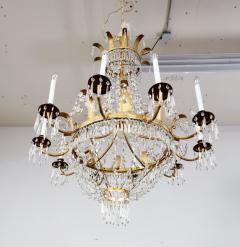 Early 19th c Swedish Crystal Chandelier with Gilt Metal Ferns - 3918641