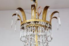 Early 19th c Swedish Crystal Chandelier with Gilt Metal Ferns - 3918642