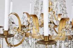 Early 19th c Swedish Crystal Chandelier with Gilt Metal Ferns - 3918643