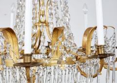 Early 19th c Swedish Crystal Chandelier with Gilt Metal Ferns - 3918644