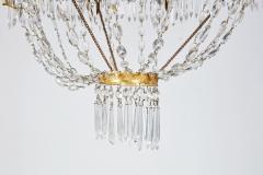 Early 19th c Swedish Crystal Chandelier with Gilt Metal Ferns - 3918646