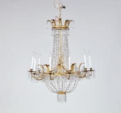 Early 19th c Swedish Crystal Chandelier with Gilt Metal Ferns - 3918647