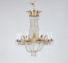 Early 19th c Swedish Crystal Chandelier with Gilt Metal Ferns - 3918650